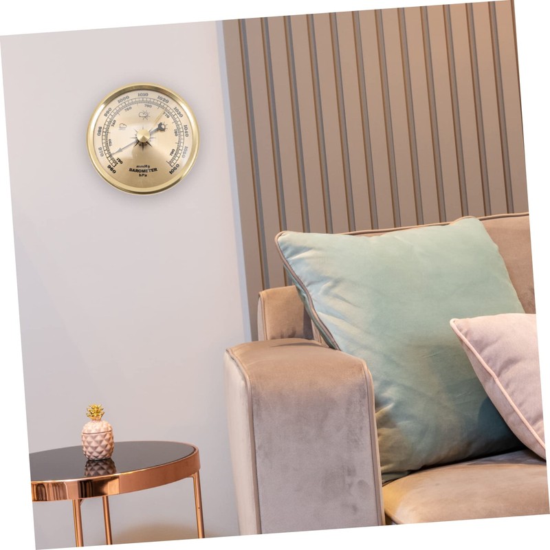 CAXUSD 2pcs Traditional Weather Barometer Metal Barometer Hygrometer Wall-Mounted High