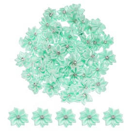 PATIKIL 1.2 Inch Small Ribbon Flowers, 150 Pcs Satin Ribbon Flowers Mini Fabric Flowers for Crafts DIY Wedding Ornament Appliques, Light Green