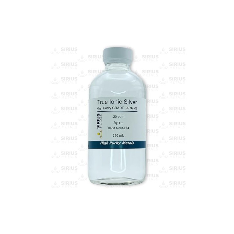 Ionic Silver 250mL of 20ppm in a Glass Bottle
