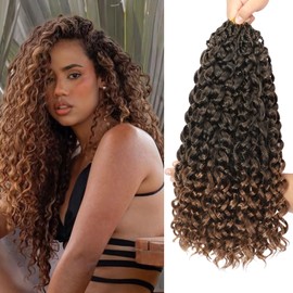 Gogo Curl Crochet Hair 18 Inch 9 Packs Ocean Wave Curly Crochet Hair for Black Women Pre-Looped Deep Wave Water Curly Braiding Extensions (T30#, 18 Inch(9 Packs))