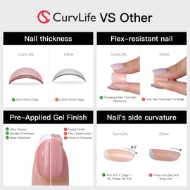 Curvlife Press on Nails Acrylic Fake Nails with Design Full Cover False Nails for Women Reusable Nail Kit with Nail Glue Adhesive Tabs Nail File (Lucky Clover)