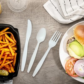 300 Count Heavy Duty Compostable Forks,7" Large Disposable Cutlery, Biodegradable Utensils Eco Friendly Silverware Flatware, Black