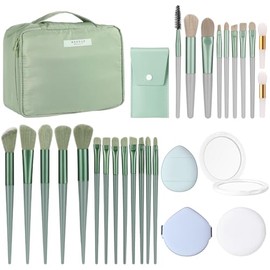 Paterr 28 Piezas Set de Maquillaje de Viaje para Mujer Neceser con Brochas de Maquillaje Brochas Sintéticas de Alta Calidad y Espejo para Regalo de...