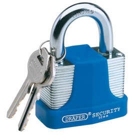 Draper 64179 30mm Laminated Steel Padlock & 2 Keys with Hardened Steel Shackle