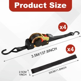 YAYODS Retractable Ratchet Straps Heavy Duty, 4pcs 1" x 10' Tie Down Strap + 4pcs Soft Loop + 1pcs Storage Bag, 1,500lb Break Strength, Automatic Ratchet Straps Self Retractable Tie Down for Trailer