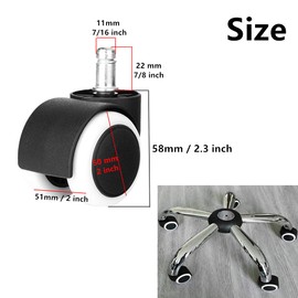 Youngine Office Chair Casters Wheels Replacement Heavy Duty 2 Inch Swivel Chair Wheels for Floor Protecting Smooth Rolling Computer Gaming, Standard Grip Ring Mounting Stem (Set of 5) (White)