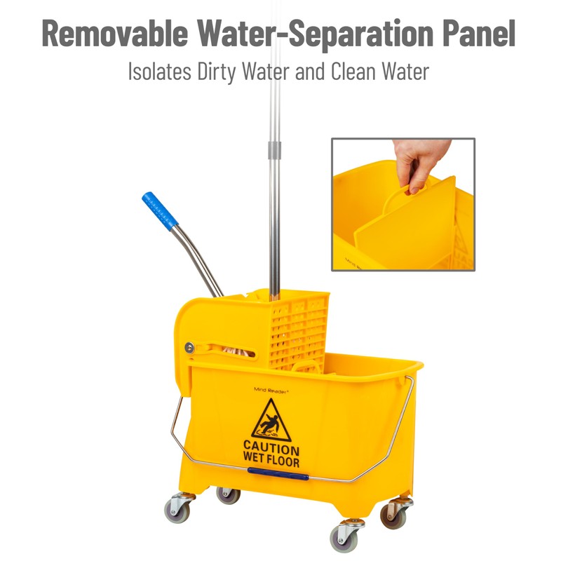 Mind Reader Mop and Bucket Set with Wringer, Mop Included,