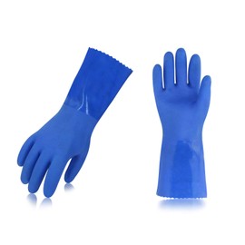 Vgo... 2pairs Household GLOVES PVC with Lining, Cleaning Gloves Multifunction Antiolio Waterproof with Long Sleeves
