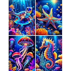 GOUOYANA Marine Animals Diamond Art Kits for Adults,5D Sea Turtle Diamond Art for Beginners,DIY Full Drill Diamond Painting Kit,Home Wall Decor Diamond Painting (12x16 Inch)