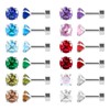 12 Pairs Flat Back Surgical Stainless Steel Stud Earrings, 18K