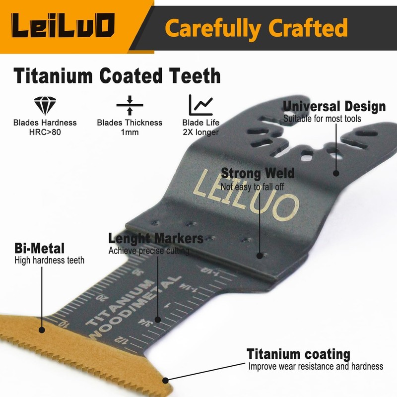 LEILUO 10 Pcs Titanium Oscillating Multitool Blades for Wood and