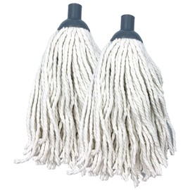 Pack of 2 Cotton Mop Heads Replacement − Super Absorbent Floor Mop, Twist and Lock Cotton Mop Head with a Plastic Socket Effective for Cleaning Floors for Domestic & Commercial Use