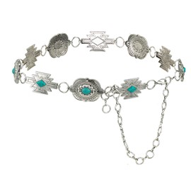 ILuvatar Western Metal Concho Belt for Women Cowgirl Waist for Women Dress Pants Adjustable Western Style Cowgirl Country Concert Outfits Sivler Chain belt