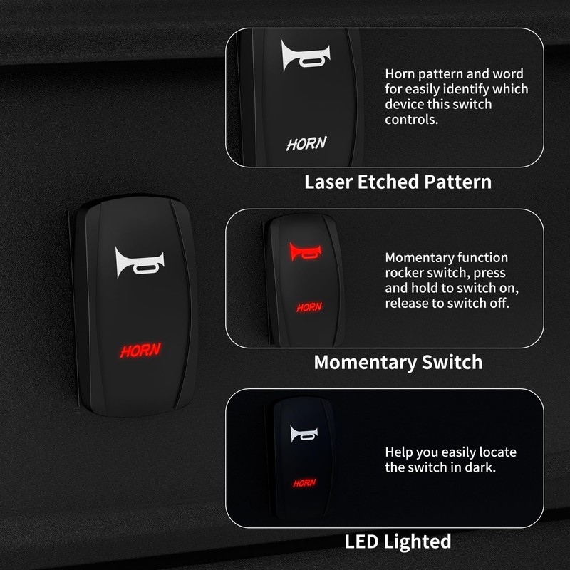 DaierTek Momentary Rocker Switch 12V 20A Marine Horn Button Switch