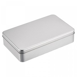 sourcing map Metal Tin Box, 3pcs 7.09" x 4.33" x 1.57" Rectangular Empty Tinplate Storage Containers with Lids, Silver Tone