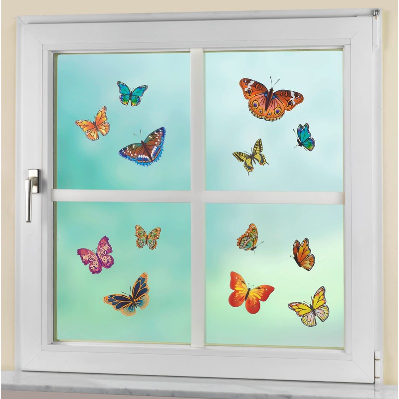 WENKO Window Decoration Butterflies 13-Piece Set Plastic 35 x 35