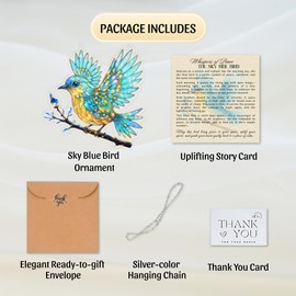 Crystal Sky Bluebird Stained Acrylic Ornament (8 Inch) – Double-Sided Sun Catcher for Window, Garden, Indoor Decor – Stained Glass Look Blue Bird Hanging Decoration (Bird 1)