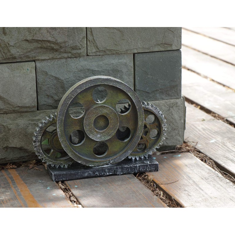 Rmdusk Industrial Steampunk Gear Train Figurine, Cog Wheel Statue, Resin