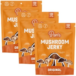 Pan's Mushroom Jerky, Vegan Snacks, Dried Mushrooms Shiitake, Plant based Jerky, Meatless Jerky, Gluten Free, High in Fiber, with Original flavor (2.2 Ounce, Pack of 3)