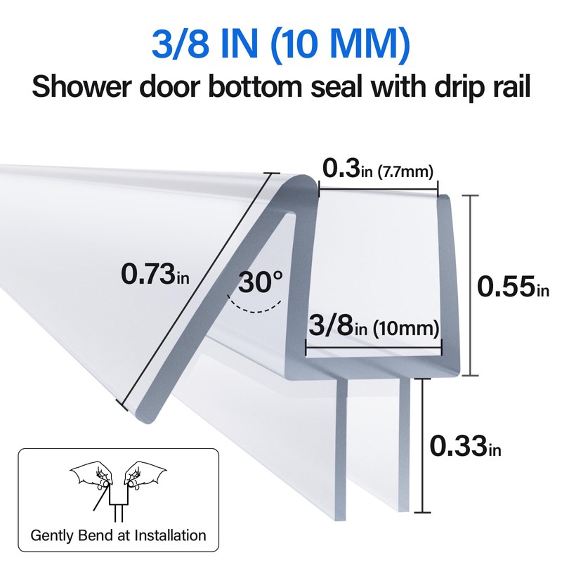 Yecaye 3 Pack 3/8" x 39" Shower Door Bottom Seal,Shower