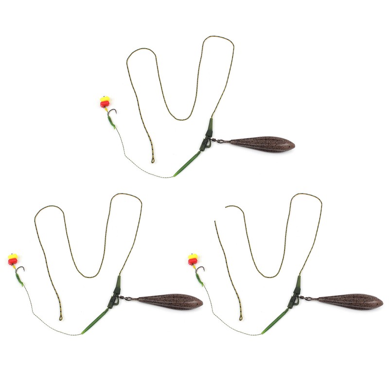 3 Pack Carp Fishing Inline Rig Set with Sinker Weight