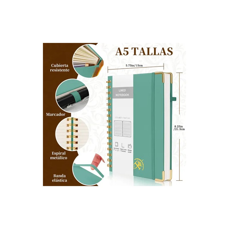2pcs Libreta Pasta Dura, Cuaderno Profesional Libreta Verde Medianoche