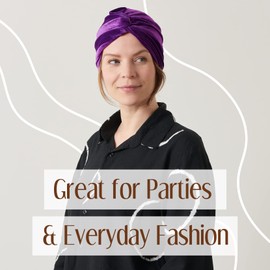 Charm14 Charm Turbante de la Fortuna para Mujer, Disfraz de Gitano, Sombrero Bohemio de Terciopelo para Hombre, Verde Azulado, Talla única