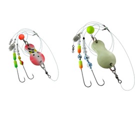 Set of 2 Butt Spoons by Jenzi, Flatfish Blinker Assembled 100 g Red/White/Dots 100 g Light/Green/Glitter and Petri Heil! Sticker
