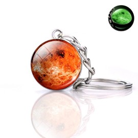 JWPavilion Glow In The Dark Solar System Planet keychain Accessories Pendant Galaxy Crystal Glass Ball Key Chain Rings Creative Gifts For Women Men Charms Luminous Globe Llaveros Keyring(Venus)