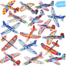 Libima 144 Pcs Foam Airplane Toy Bulk Glider Planes Outdoor Flying Toys Airplane Party Favors Individually Wrapped Foam Plane Kit for Birthday Party Carnival Classroom Prizes, 4.09 x 2.76 x 0.39 inch
