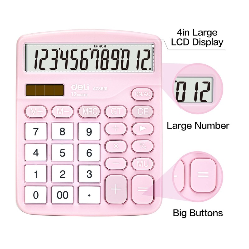 Calculator, Deli Standard Function Desktop Calculators with 12 Digit Large