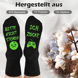 Kisvic Funny Socks Gambling with Saying Bitte Nicht Stören Ich Game, Funny Gaming Socks, Cool Gifts for Gamers, Non-Slip House Socks for Teenagers, Women, Men, 35-46, black