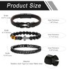 OIDEA Stainless Steel Mens Bracelet Set: 3 Piece Black Gemstone
