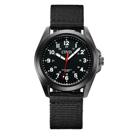 CIVO Watches Men's Military Analogue Quartz Men's Watch Waterproof Watch Men for Sports Outdoor, black, Standard