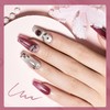 JODSONE Press on Nails Pink Square Cat Eye Handmade 3D