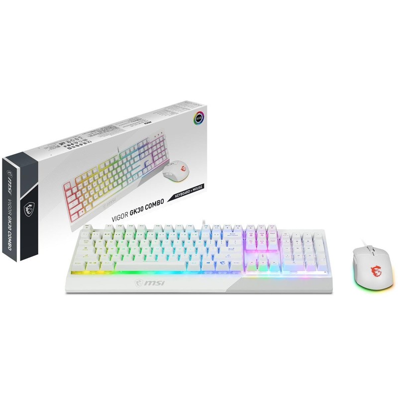 MSI Vigor GK30 Combo White, 6-Zone RGB GK30 Gaming Keyboard