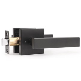 knobelite 1 Pack Privacy Door Handle,Keyless Matte Black Interior Door Knob,Heavy Duty Door Lever Hardware for Bedroom/Bathroom,Reversible for Left & Right