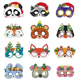Kids Animals Masks for Party Bag Fillers,12pcs Jungle Theme Party Masks,Dress Up Cosplay Mask,Animal Costume Accessories,Jungle Animals Masks for Boy Girl Birthday Jungle Theme Party Favors Supplies