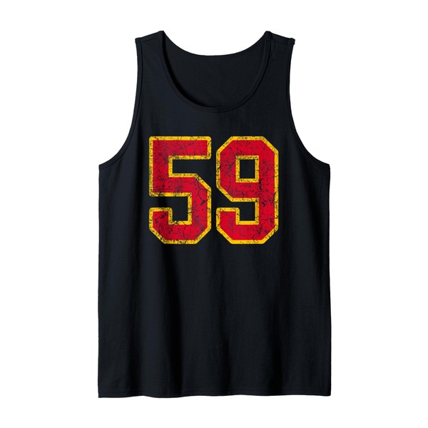 Bright Red Gold Number 59 Jersey Player Uniform #59 Grunge
