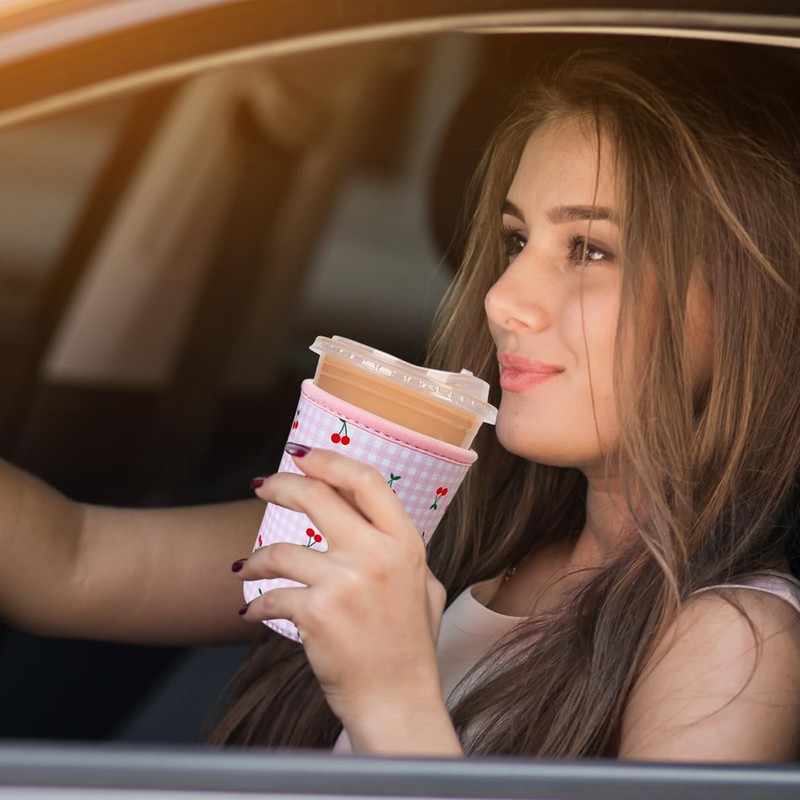 Reusable Insulated Neoprene Iced Coffee Cup Sleeve, Durable Drink Sleeve