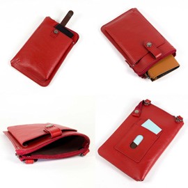 Doubles JYS-7356 Shoulder Bag, Pouch, Men's, Women's, Genuine Leather, Small, red