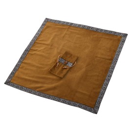 BLESSUME Witch Square Velvet Divination Altar Tarot Mantel de mesa y bolsa de adivinación Amarillo oscuro