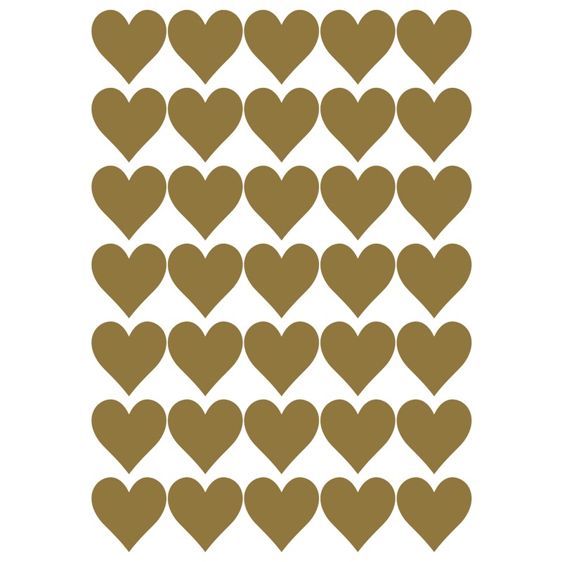 35 Foil PVC Rubber Hearts, 40 mm, Gold, Weatherproof, Heart