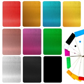 SPORWAY Pack of 100 Blank Metal Business Cards Blank Engraved Business Cards Aluminium 86 x 54 x 0.21 mm for House Office DIY Gift Cards 10 Colours