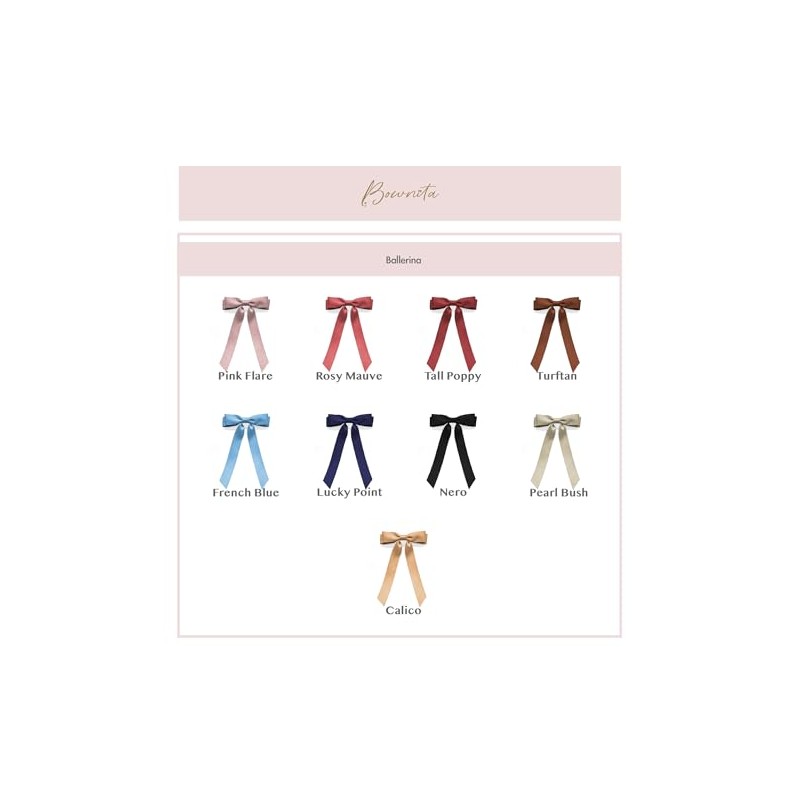 Bownita Girls' Handmade Ballerina Clips, Premium Matte Ribbon, CLIP PARIS
