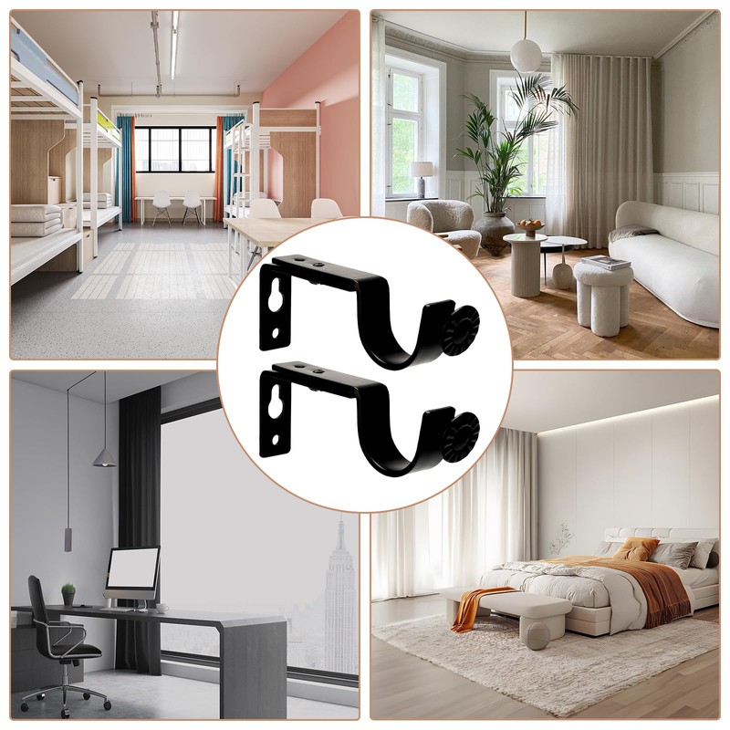 ZOCONE Pack of 6 Curtain Rod Brackets Metal Adjustable Wall