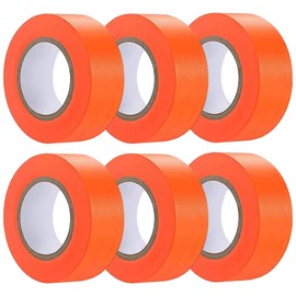 6 Pack Orange Flagging Tape, Non-Adhesive Plastic Ribbon Neon Marking Roll,1inch*600ft, Marking Tape for Tree Marking, Hunting, Boundaries Hazardous Areas,Trail Marking, Workplace Use