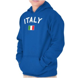 Brisco Brands Italian Flag Italy Soccer Fan Pride Youth Hoodie Boy Girl Royal