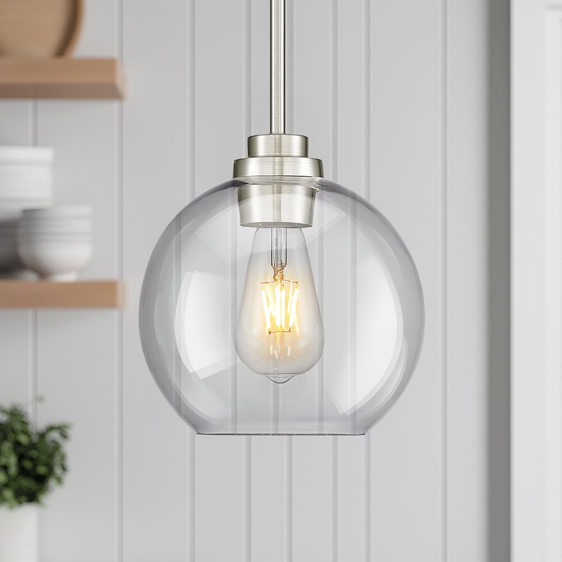 Audickic Pendant Lights Kitchen Island, 8" Brushed Nickel Pendant Light