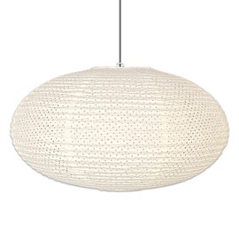 Hytsoeee(19.69Inch) Handmade Paper Lamp Shade, Creamy White Oval Hanging Paper Lantern Lampshade,Modern Folding Ceiling Paper Light Cover for Bedroom, Living Room, Dining Room, Corridor